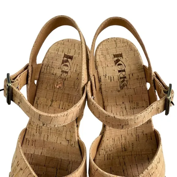 NWOB Korks Denica Crisscross Strap Cork Platform Wedge Sandals Women’s Size 9M