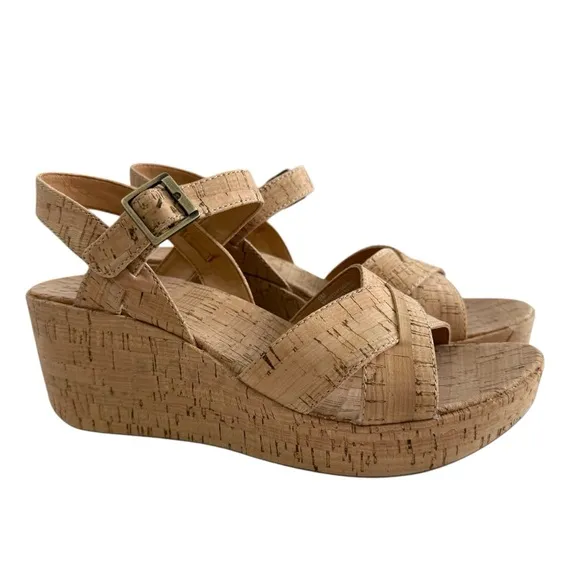 NWOB Korks Denica Crisscross Strap Cork Platform Wedge Sandals Women’s Size 9M