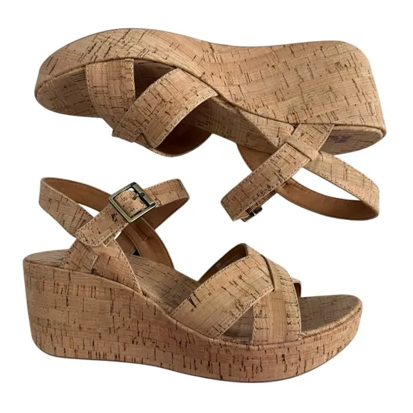 NWOB Korks Denica Crisscross Strap Cork Platform Wedge Sandals Women’s Size 9M