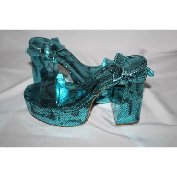 NWOB‎ LARROUDE DOLLY Snake Print Leather Ankle-Strap Platform Sandals 7 $315