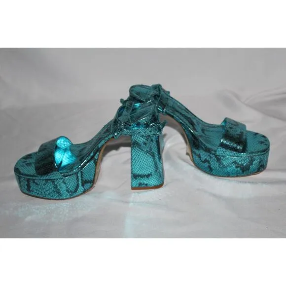 NWOB‎ LARROUDE DOLLY Snake Print Leather Ankle-Strap Platform Sandals 7 $315