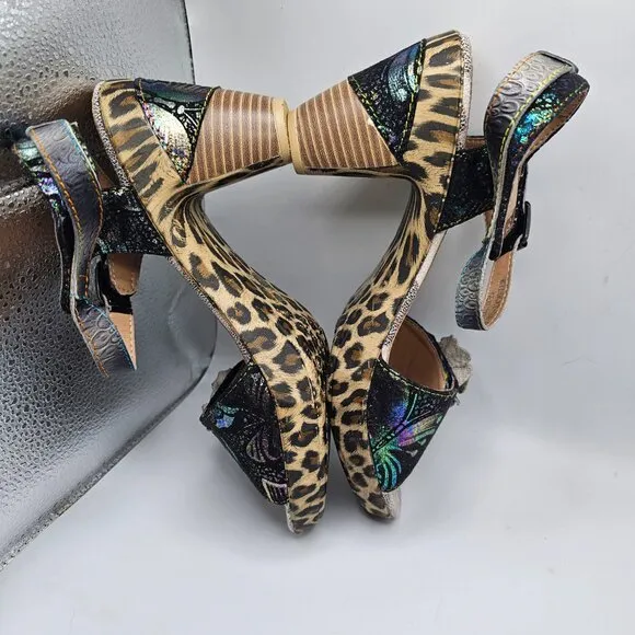 NWOB L'Artiste Wildcat Sandals Black Multi Size US 9 EU 40