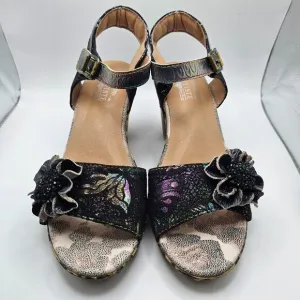 NWOB L'Artiste Wildcat Sandals Black Multi Size US 9 EU 40