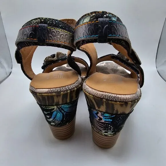 NWOB L'Artiste Wildcat Sandals Black Multi Size US 9 EU 40