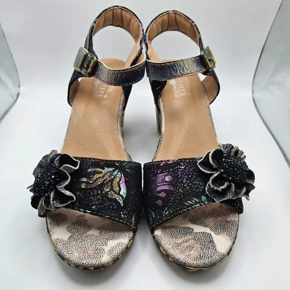 NWOB L'Artiste Wildcat Sandals Black Multi Size US 9 EU 40