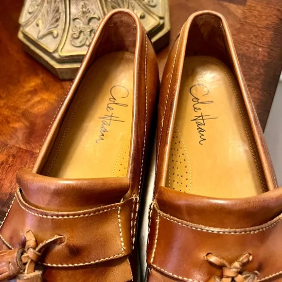 NWOB Men's Cole Haan Pinch Cup Tassel Penny Loafers Shoes Brown Size 9.5 M