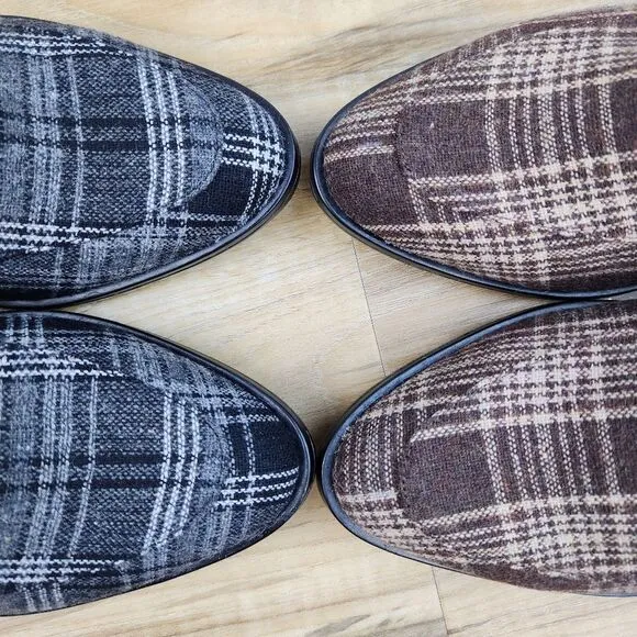 🩵NWOB Dunion Brown Plaid Chain Decorated Dressy Loafers Size 8