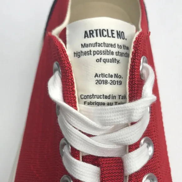 NWOT Article No. 1007 Red Canvas Sneakers