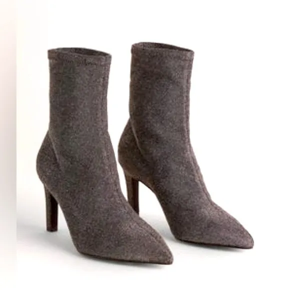NWOT Boden gunmetal sparks stretch heeled boots silver sock style pull on shoe