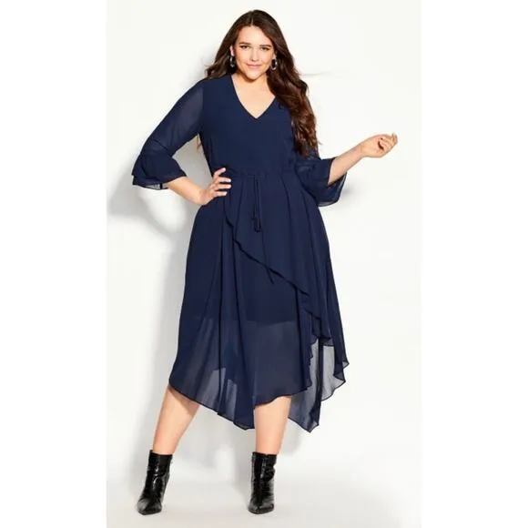 NWOT CIty Chic Hidden Treasure Maxi Dress in Navy, Size 14