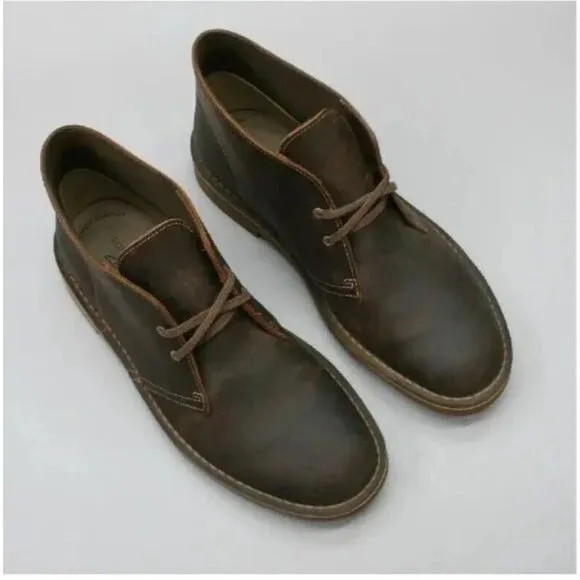 NWOT Clarks Bushacre 2 Brown Beeswax Leather Chukka Desert Ankle Boots size 7