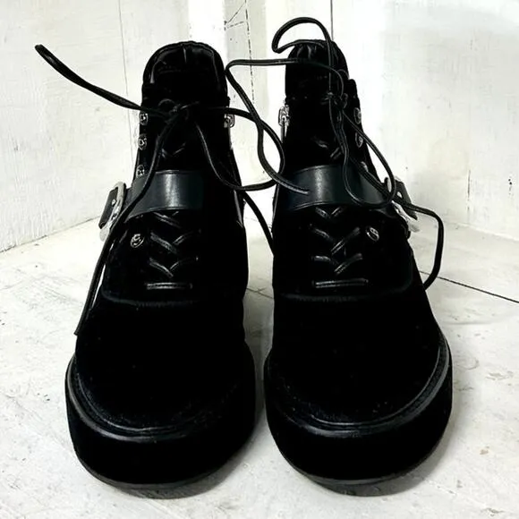 NWOT Coach x Tabitha Simmons Velvet Wedge Chelsea Hiker Ankle Boots Black 8.5