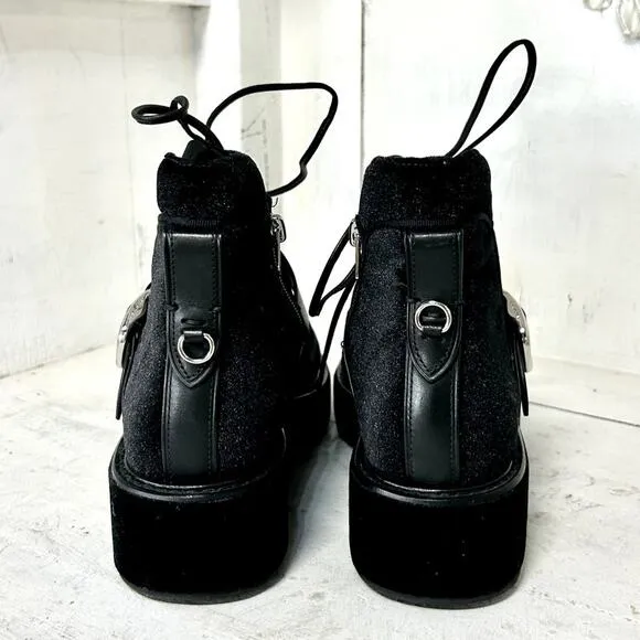 NWOT Coach x Tabitha Simmons Velvet Wedge Chelsea Hiker Ankle Boots Black 8.5
