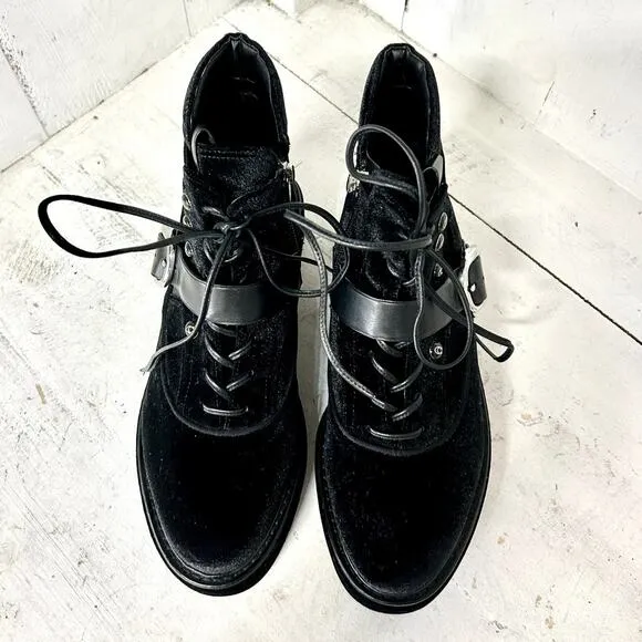 NWOT Coach x Tabitha Simmons Velvet Wedge Chelsea Hiker Ankle Boots Black 8.5