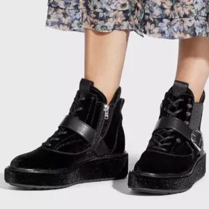 NWOT Coach x Tabitha Simmons Velvet Wedge Chelsea Hiker Ankle Boots Black 8.5