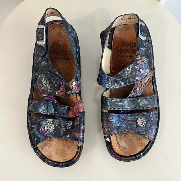NWOT Finn Comfort Women's Barbuda Dark Blue Irpino Leather Sz. 39 (US 8-8.5)