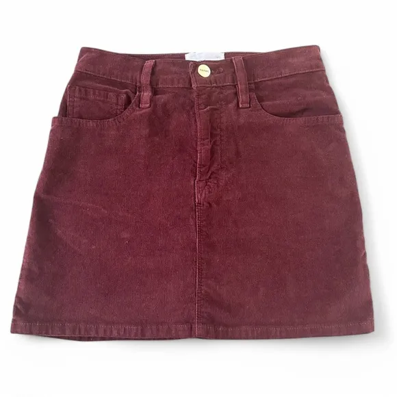 NWOT FRAME Le Mini Skirt – Bordeaux Corduroy | Size 23 | LMSKCD523
