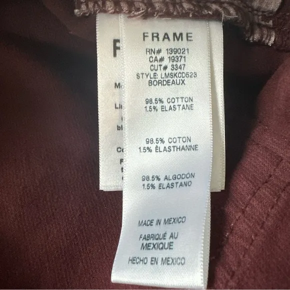 NWOT FRAME Le Mini Skirt – Bordeaux Corduroy | Size 23 | LMSKCD523