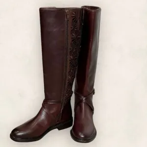 NWOT Gianni Bini Knee High Riding Boot Embroidered Brown Women’s 5.5 Roades