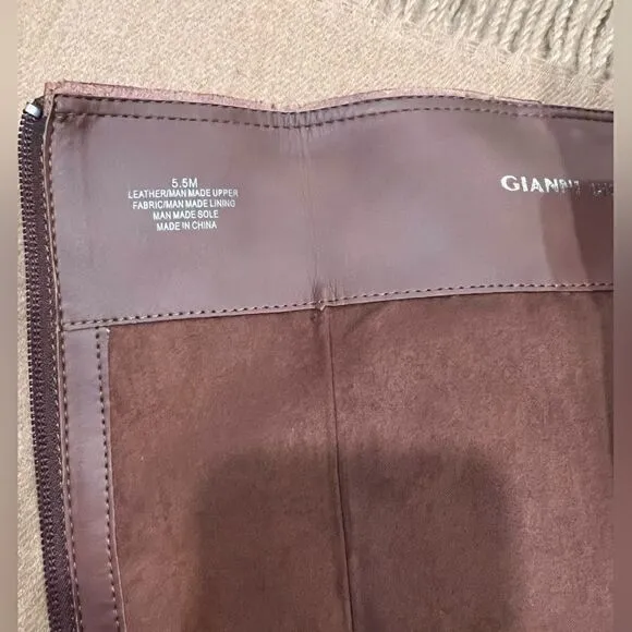 NWOT Gianni Bini Knee High Riding Boot Embroidered Brown Women’s 5.5 Roades