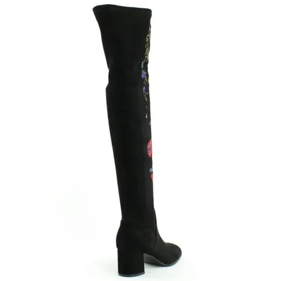 NWOT Impo Judy Embroidered Over-The-Knee Boots stretch block heel colorful 6