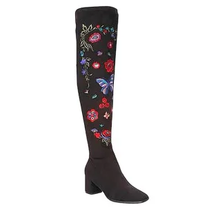 NWOT Impo Judy Embroidered Over-The-Knee Boots stretch block heel colorful 6