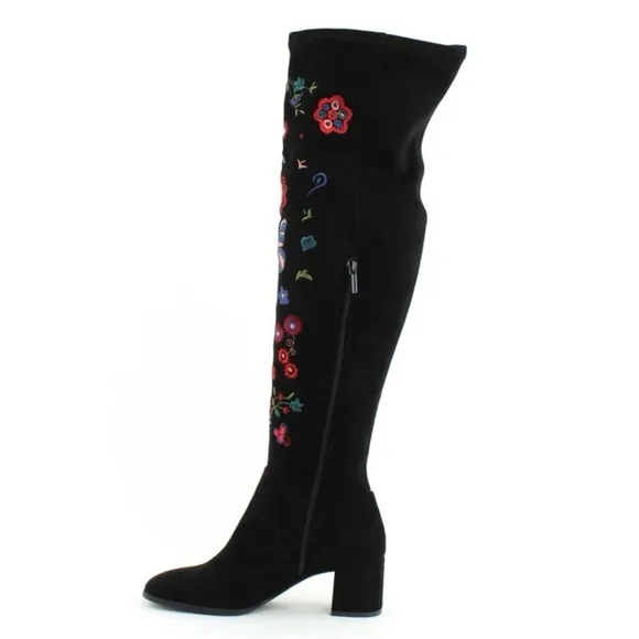 NWOT Impo Judy Embroidered Over-The-Knee Boots stretch block heel colorful 6