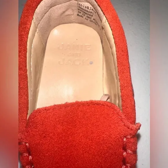 NWOT Janie and Jack Size 6 Toddler Unisex Suede Loafers Slip On Red