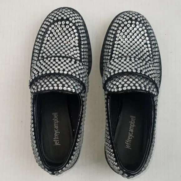 NWOT Jeffrey Campbell Library Rhinestone Slip On Loafers