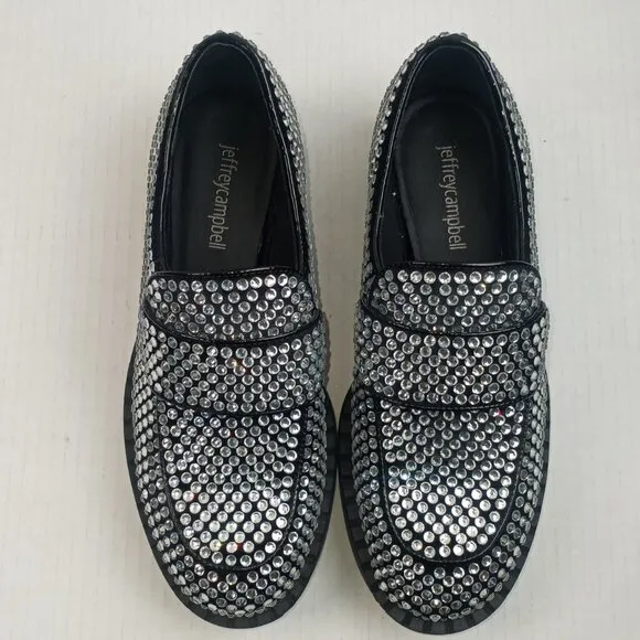 NWOT Jeffrey Campbell Library Rhinestone Slip On Loafers