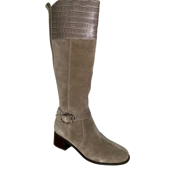 NWOT Marc Fisher Calf Leather Taupe Tall Boots Size 7 1/2 M