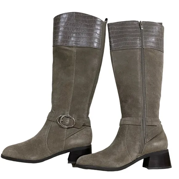 NWOT Marc Fisher Calf Leather Taupe Tall Boots Size 7 1/2 M