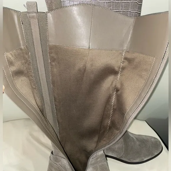 NWOT Marc Fisher Calf Leather Taupe Tall Boots Size 7 1/2 M