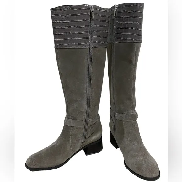 NWOT Marc Fisher Calf Leather Taupe Tall Boots Size 7 1/2 M