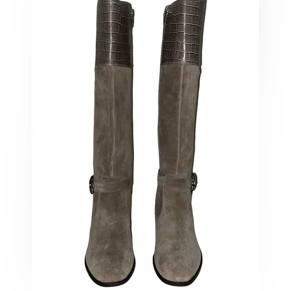NWOT Marc Fisher Calf Leather Taupe Tall Boots Size 7 1/2 M