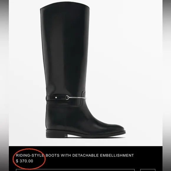 NWOT Massimo Dutti Riding-Stayle Black Leather Boots