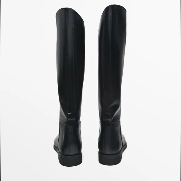 NWOT Massimo Dutti Riding-Stayle Black Leather Boots