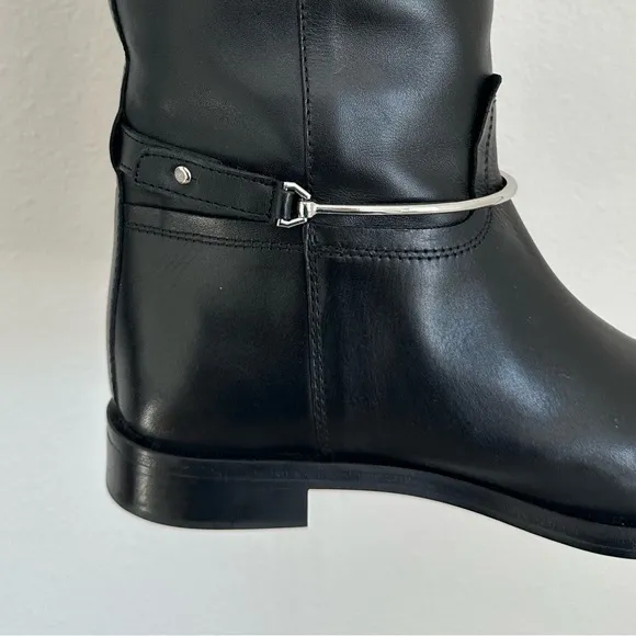 NWOT Massimo Dutti Riding-Stayle Black Leather Boots