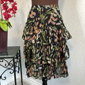 NWOT Missoni Italy 100% Silk Layered Ruffle Floral Watercolor Skirt 40 US 4