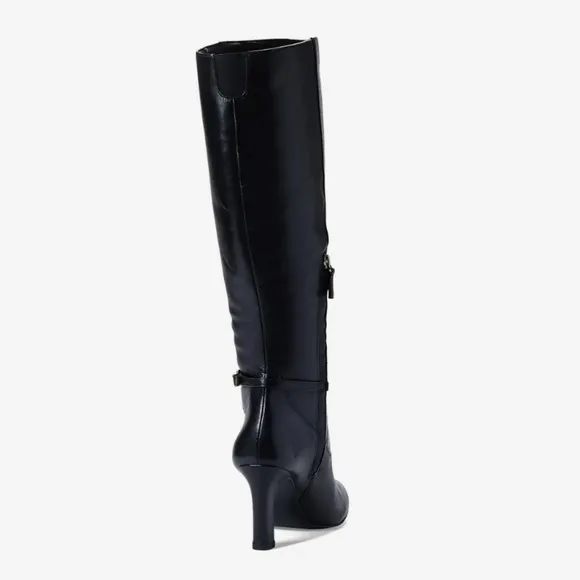 NWOT Naturalizer Henny Premium Genuine Leather 18&quot; Heeled Boots in Black Sz.5.5W
