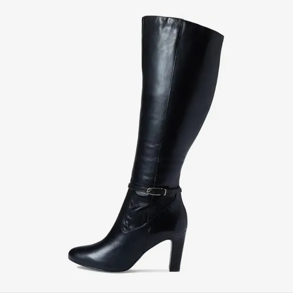 NWOT Naturalizer Henny Premium Genuine Leather 18&quot; Heeled Boots in Black Sz.5.5W