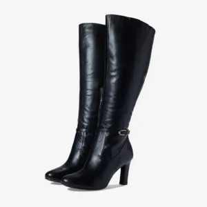 NWOT Naturalizer Henny Premium Genuine Leather 18&quot; Heeled Boots in Black Sz.5.5W