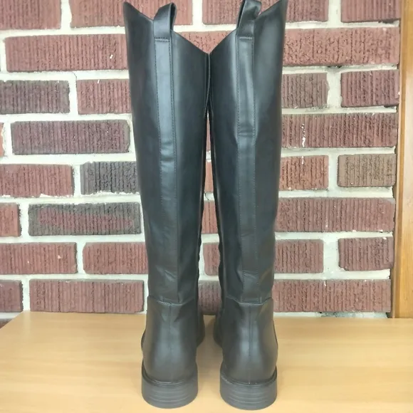 NWOT Nordstrom Rack Meadow Vegan Leather 18&quot; Riding Boots in Black Sz. 9