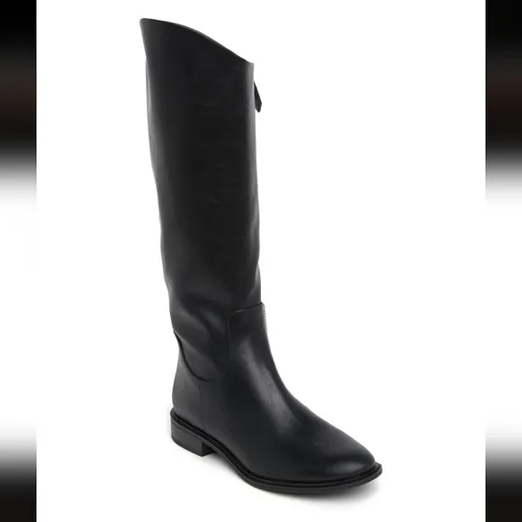 NWOT Nordstrom Rack Meadow Vegan Leather 18&quot; Riding Boots in Black Sz. 9