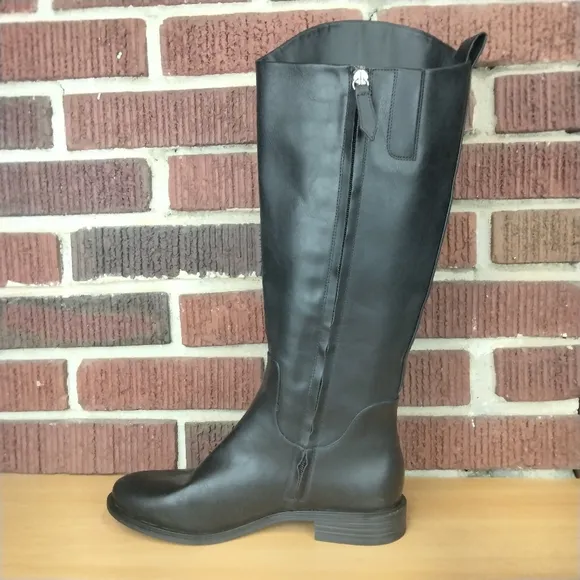 NWOT Nordstrom Rack Meadow Vegan Leather 18&quot; Riding Boots in Black Sz. 9