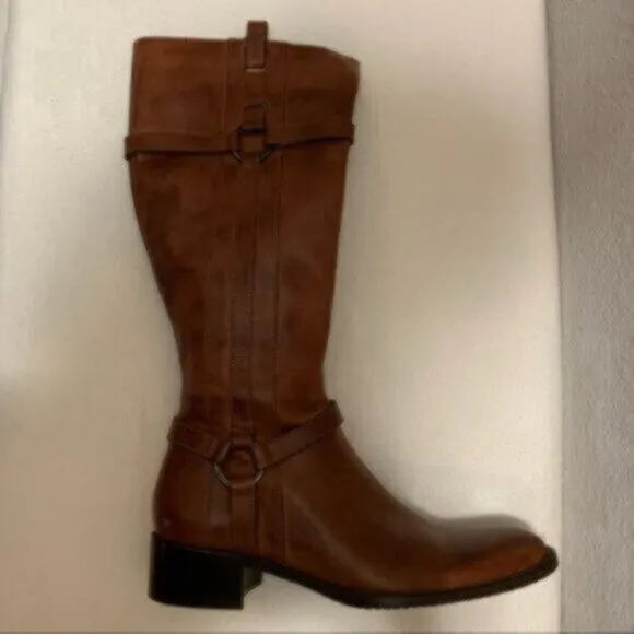 NWOT Nursace Leather Mid-Calf Riding Side Zipper Ankle Boots
