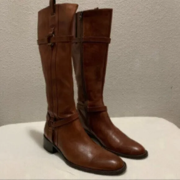 NWOT Nursace Leather Mid-Calf Riding Side Zipper Ankle Boots