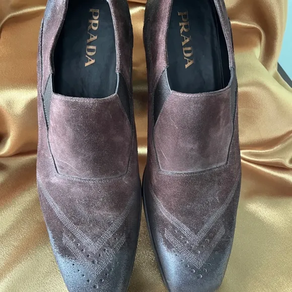 NWOT Prada Men’s Distressed Suede Slip on Loafers 11