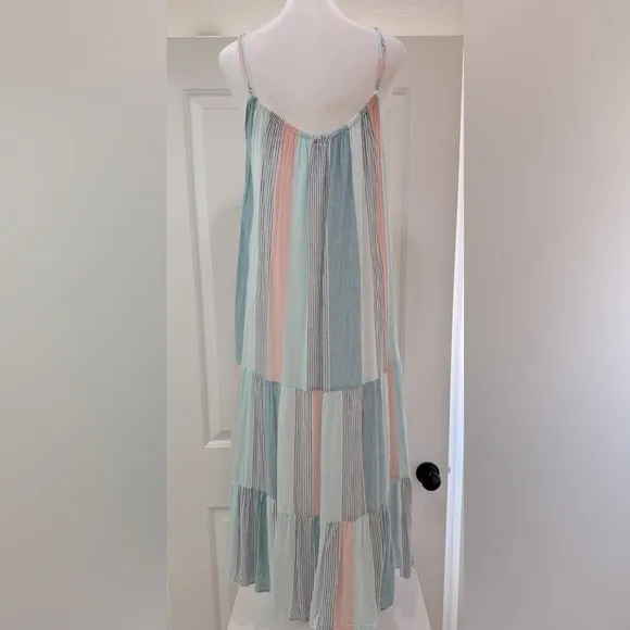 NWOT  RAILS Adora Sleeveless Linen Blend Midi Dress in Highland Stripe