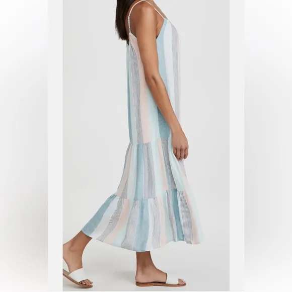 NWOT  RAILS Adora Sleeveless Linen Blend Midi Dress in Highland Stripe